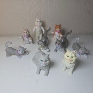 Vintage Barbie Posh Pets & Bobblehead Pets Cats Kittens Bundle - 9 Cats